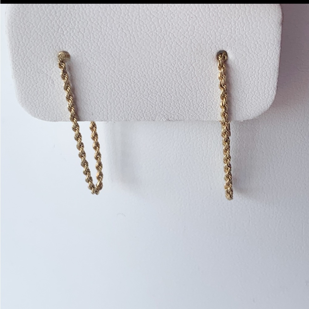 ROPE CHAIN EARRINGS 14K YELLOW GOLD - Picture 4 of 6